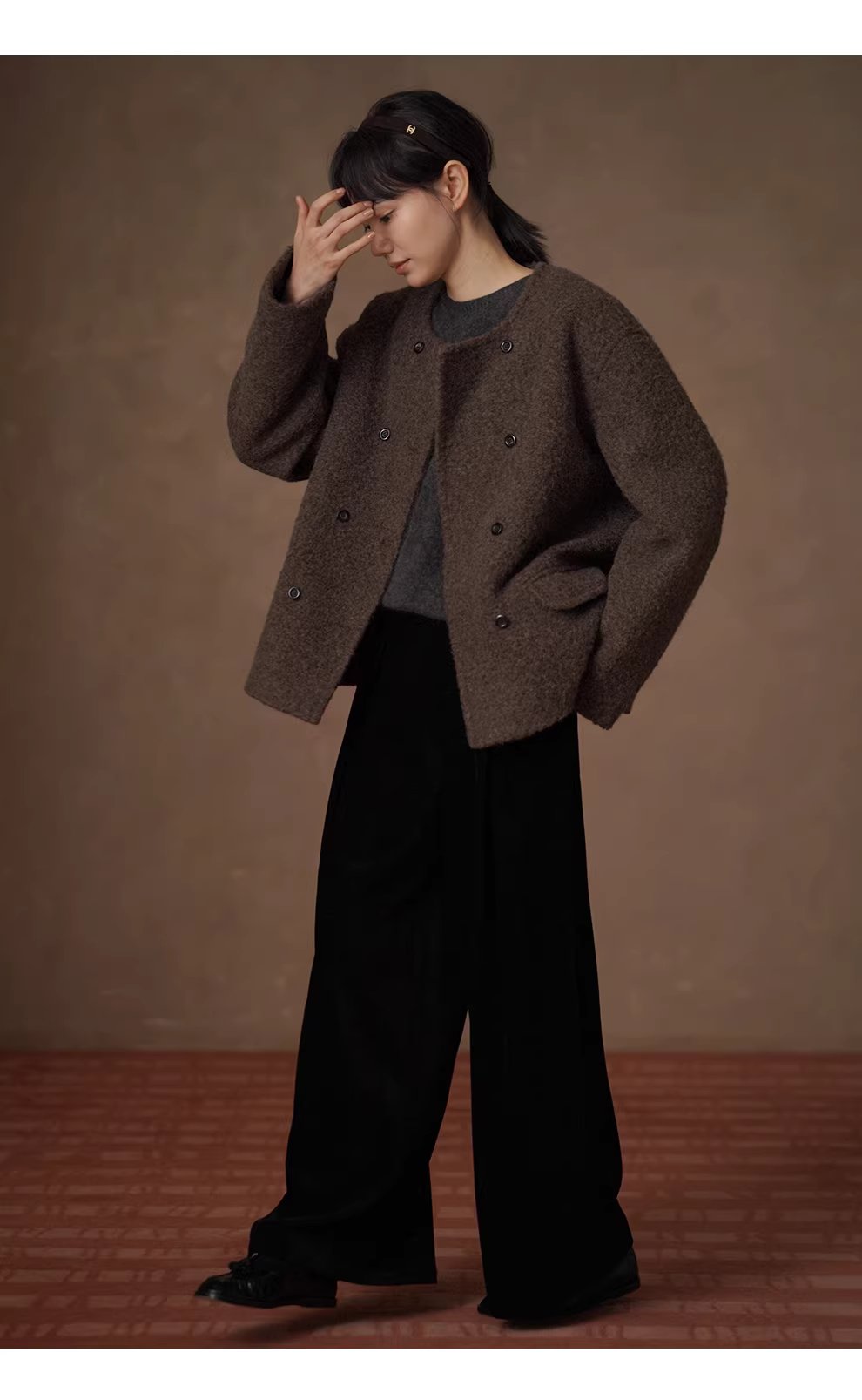 低調暗夜光澤品質絲絨長褲寬鬆顯瘦遮肉高腰通勤闊腿褲,低調暗夜光澤品質絲絨長褲寬鬆顯瘦遮肉高腰通勤闊腿褲,HBEW3053,低調暗夜光澤品質絲絨長褲寬鬆顯瘦遮肉高腰通勤闊腿褲,闊腿寬褲,不挑腿型