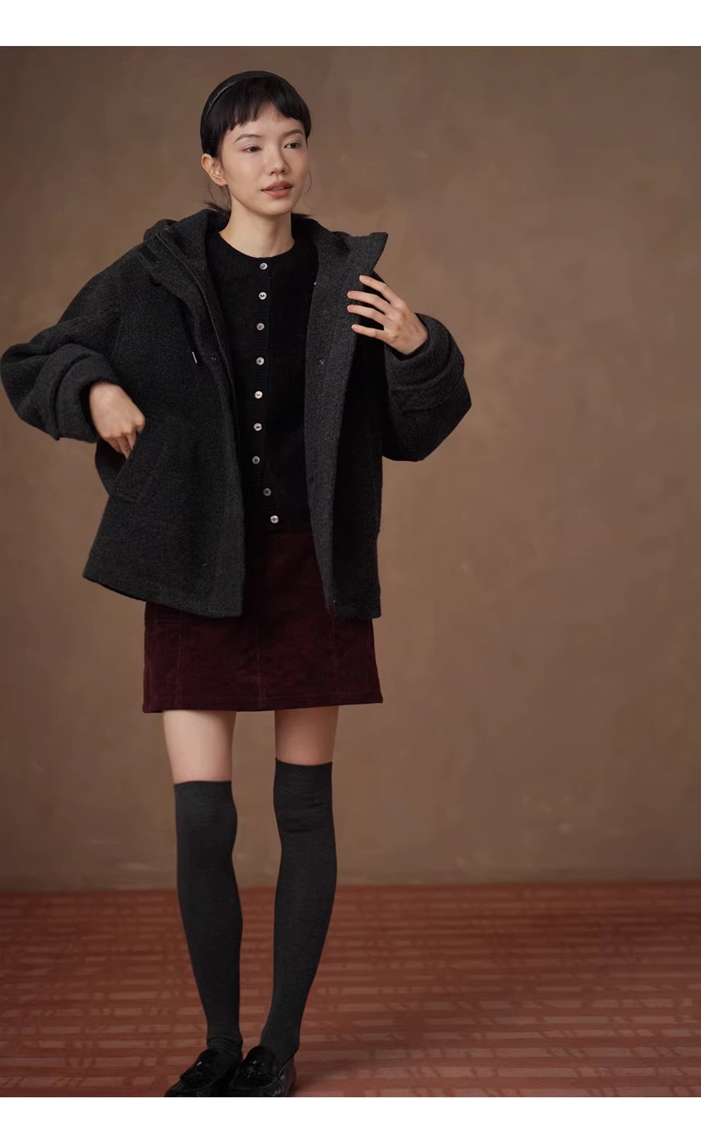 北歐風加厚保暖綿羊毛混紡呢料立體挺括連帽休閒外套女,北歐風加厚保暖綿羊毛混紡呢料立體挺括連帽休閒外套女,HBEW5122,北歐風加厚保暖綿羊毛混紡呢料立體挺括連帽休閒外套女,連帽立領,羊毛混紡