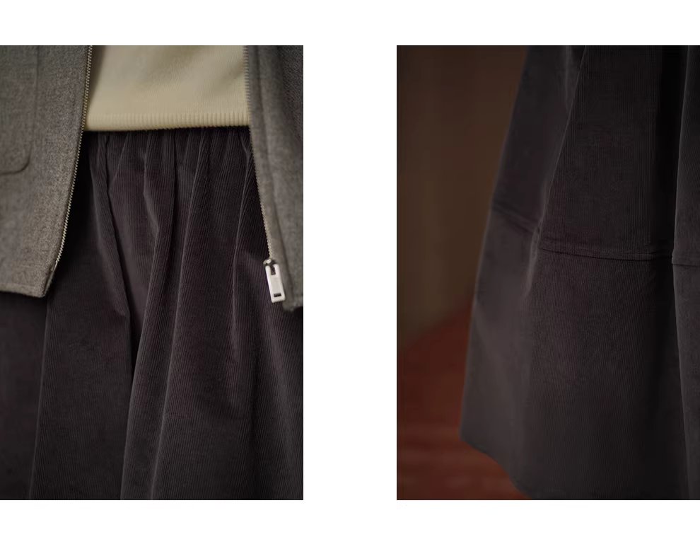 細膩坑條燈芯絨鬆緊高腰顯瘦分割剪裁通勤蓬蓬半身裙女,細膩坑條燈芯絨鬆緊高腰顯瘦分割剪裁通勤蓬蓬半身裙女,HBEW2041,細膩坑條燈芯絨鬆緊高腰顯瘦分割剪裁通勤蓬蓬半身裙女,蓬而不臃,燈芯絨