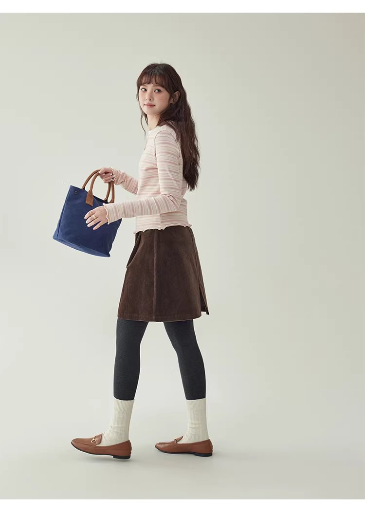 粉紅條紋花邊喇叭袖T恤女冬季新款修身內搭上衣,粉紅條紋花邊喇叭袖T恤女冬季新款修身內搭上衣,HBEW1195,粉紅條紋花邊喇叭袖T恤女冬季新款修身內搭上衣,橫紋設計,修身版型