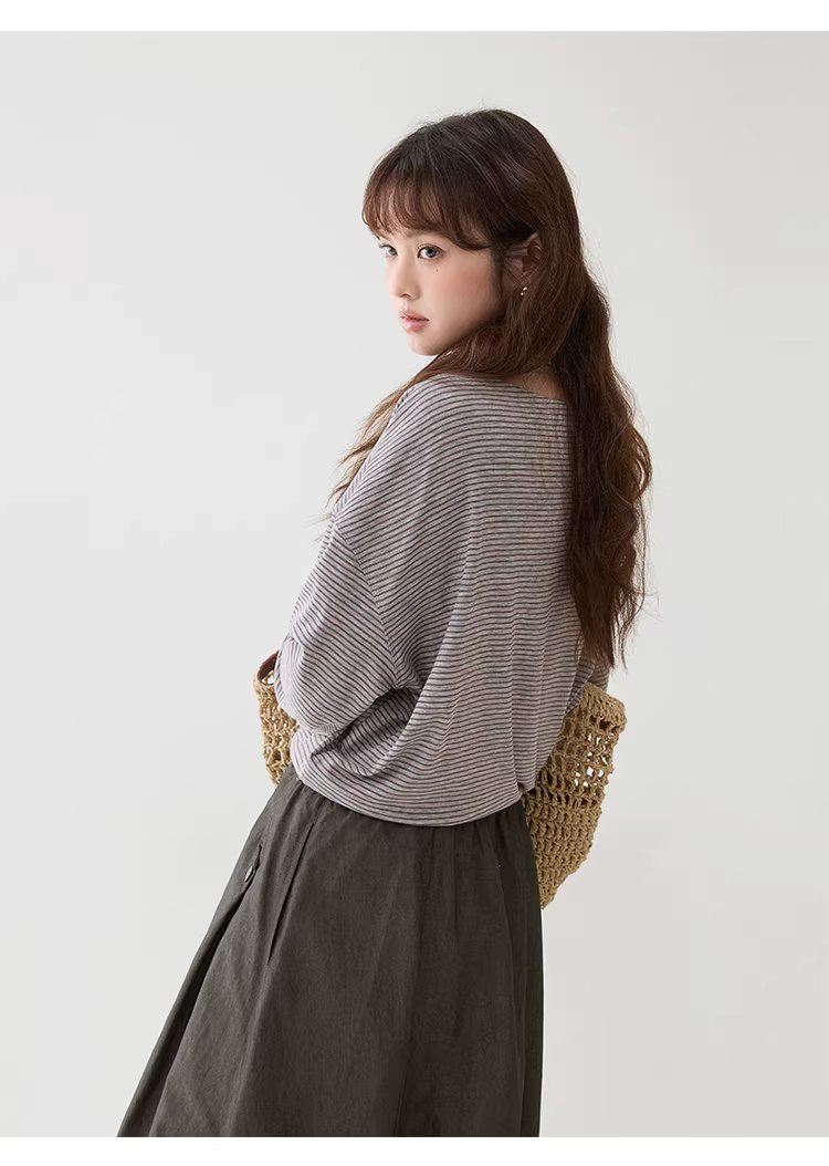 不規則蝙蝠袖暗條紋T恤女春季新款寬鬆小眾上衣,不規則蝙蝠袖暗條紋T恤女春季新款寬鬆小眾上衣,HBFS1005,不規則蝙蝠袖暗條紋T恤女春季新款寬鬆小眾上衣,蝙蝠袖型,天絲混紡