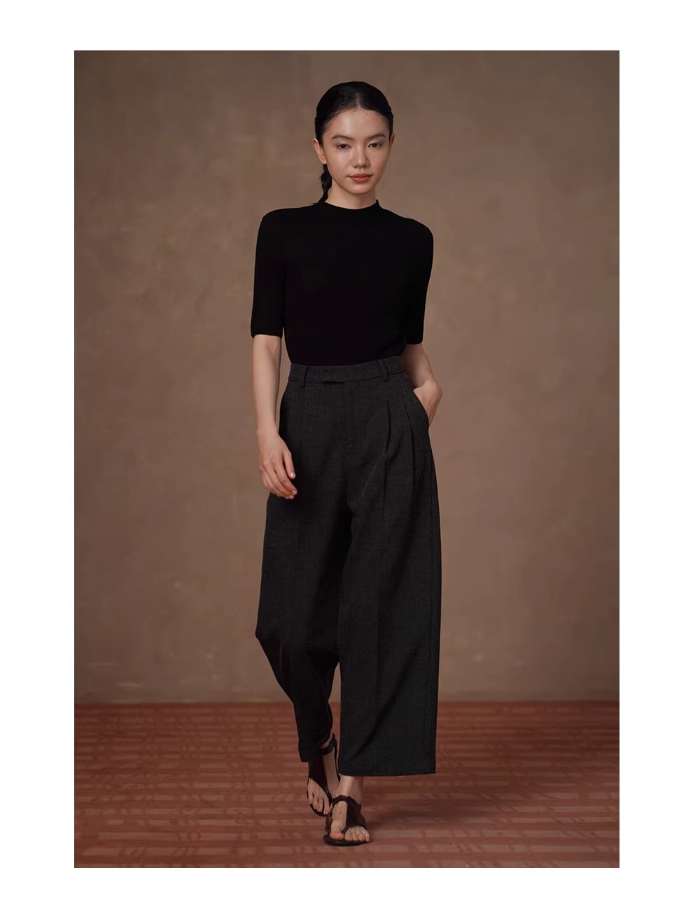 靜奢通勤訂製花灰肌理顯瘦高腰利落直筒折邊西裝長褲女,靜奢通勤訂製花灰肌理顯瘦高腰利落直筒折邊西裝長褲女,HBFS3001,靜奢通勤訂製花灰肌理顯瘦高腰利落直筒折邊西裝長褲女,壓褶收腰,花灰面料