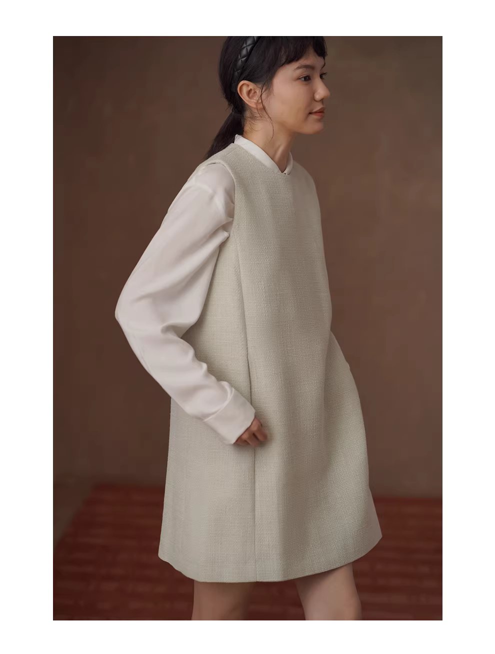 簡約且獨特編織小香肌理圓領直筒顯瘦疊穿背心洋裝女,簡約且獨特編織小香肌理圓領直筒顯瘦疊穿背心洋裝女,HBFS7005,簡約且獨特編織小香肌理圓領直筒顯瘦疊穿背心洋裝女,直筒修身,百搭實穿