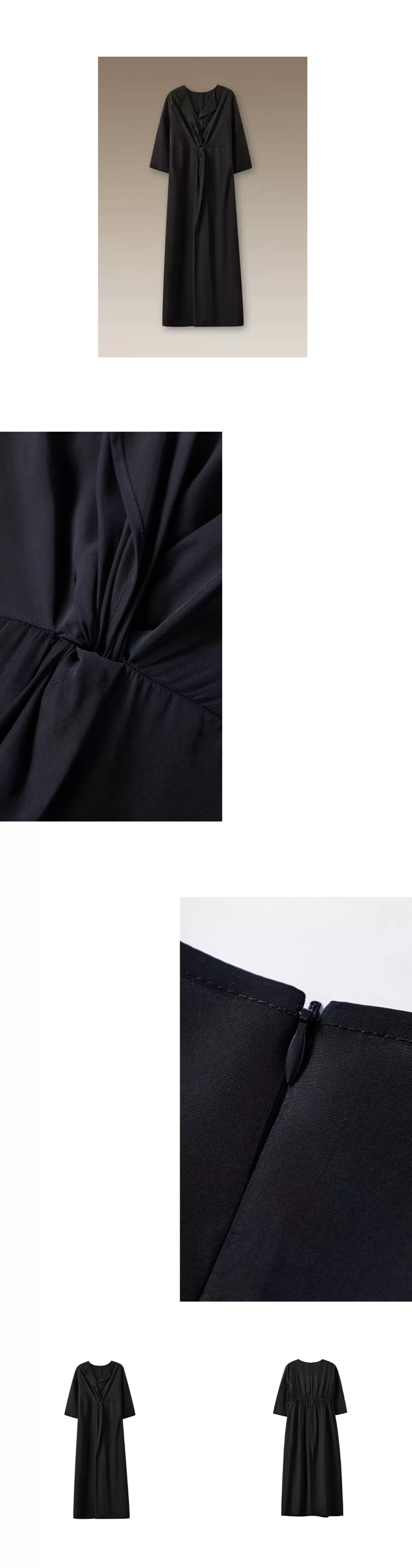 垂軟靈動藝術氛圍顯瘦遮肉扭結收腰V領長通勤洋裝,垂軟靈動藝術氛圍顯瘦遮肉扭結收腰V領長通勤洋裝,HBFS7011,垂軟靈動藝術氛圍顯瘦遮肉扭結收腰V領長通勤洋裝,面料啞光,簡約優雅