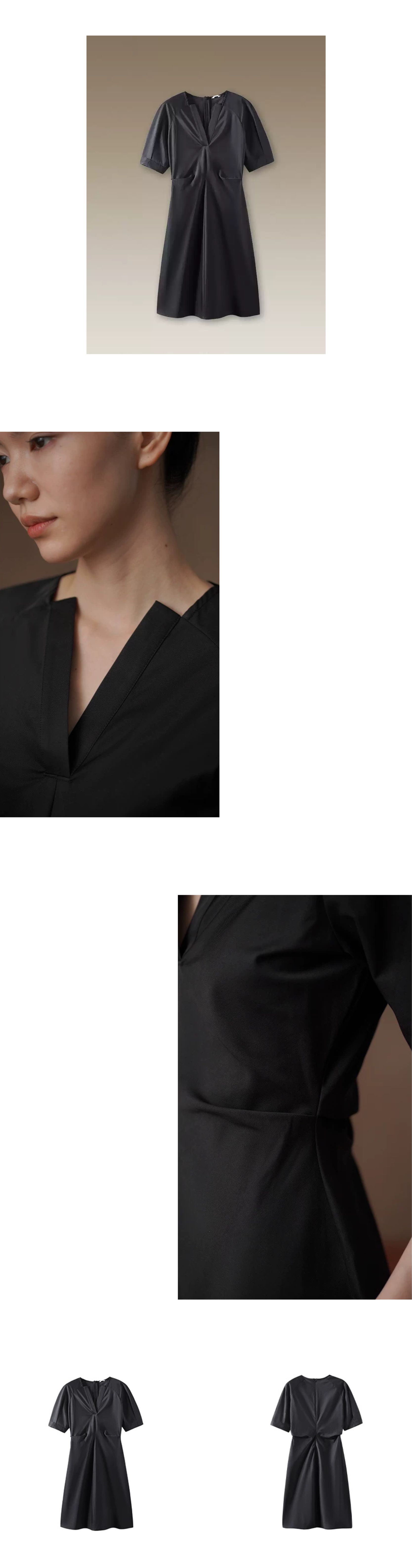 極簡廓形收腰剪裁寬鬆羊腿袖通勤短款顯瘦小個子洋裝,極簡廓形收腰剪裁寬鬆羊腿袖通勤短款顯瘦小個子洋裝,HBFS7012,極簡廓形收腰剪裁寬鬆羊腿袖通勤短款顯瘦小個子洋裝,微光質感,V領優雅