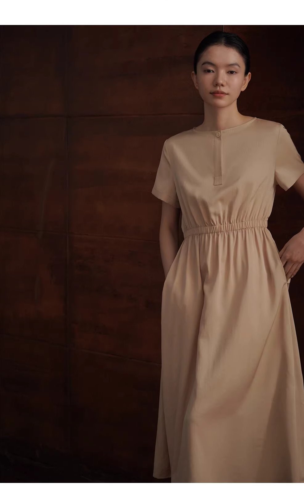 溫柔淡人洋裝顯瘦垂感簡約A字收腰短袖不挑人通勤洋裝,溫柔淡人洋裝顯瘦垂感簡約A字收腰短袖不挑人通勤洋裝,HBFS7013,溫柔淡人洋裝顯瘦垂感簡約A字收腰短袖不挑人通勤洋裝,柔滑啞光,優雅設計