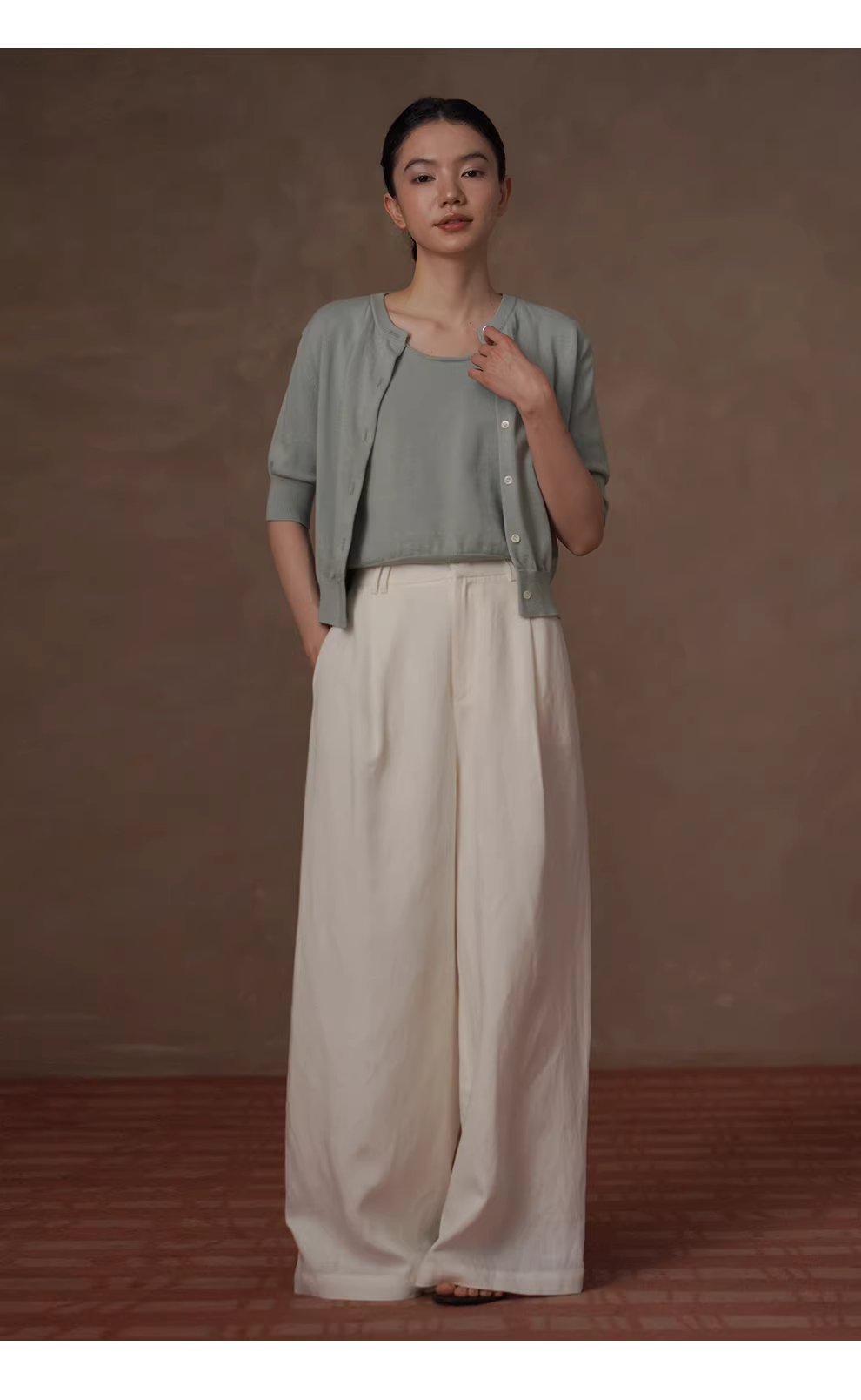 明朗輕鹽系100棉針織寬鬆顯瘦開襟衫背心休閒減齡兩件女,明朗輕鹽系100棉針織寬鬆顯瘦開襟衫背心休閒減齡兩件女,HBFS1057,明朗輕鹽系100棉針織寬鬆顯瘦開襟衫背心休閒減齡兩件女,鹽系穿搭,全棉面料