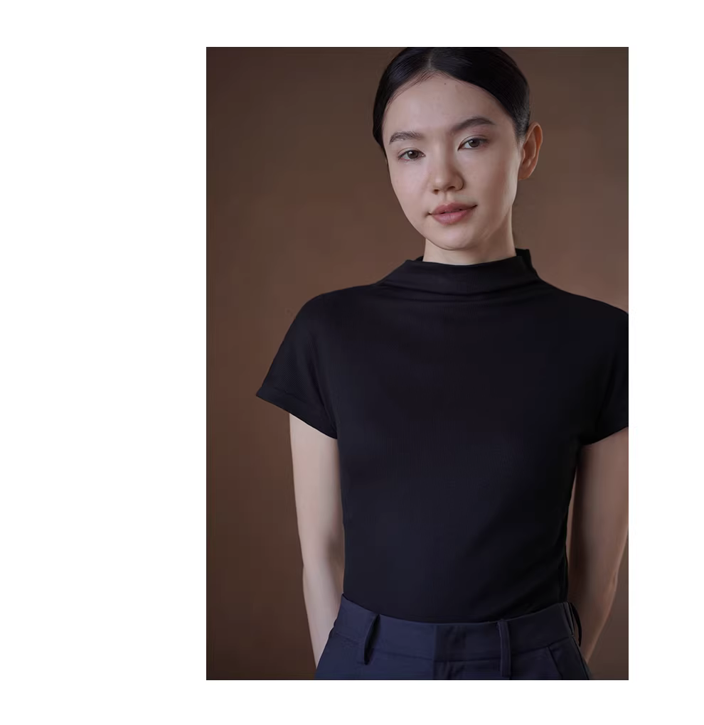 氣質up高彈塑形合身半高領小飛袖基本款顯瘦軟垂通勤T恤,氣質up高彈塑形合身半高領小飛袖基本款顯瘦軟垂通勤T恤,HBFS1060,氣質up高彈塑形合身半高領小飛袖基本款顯瘦軟垂通勤T恤,半高領,修身版型