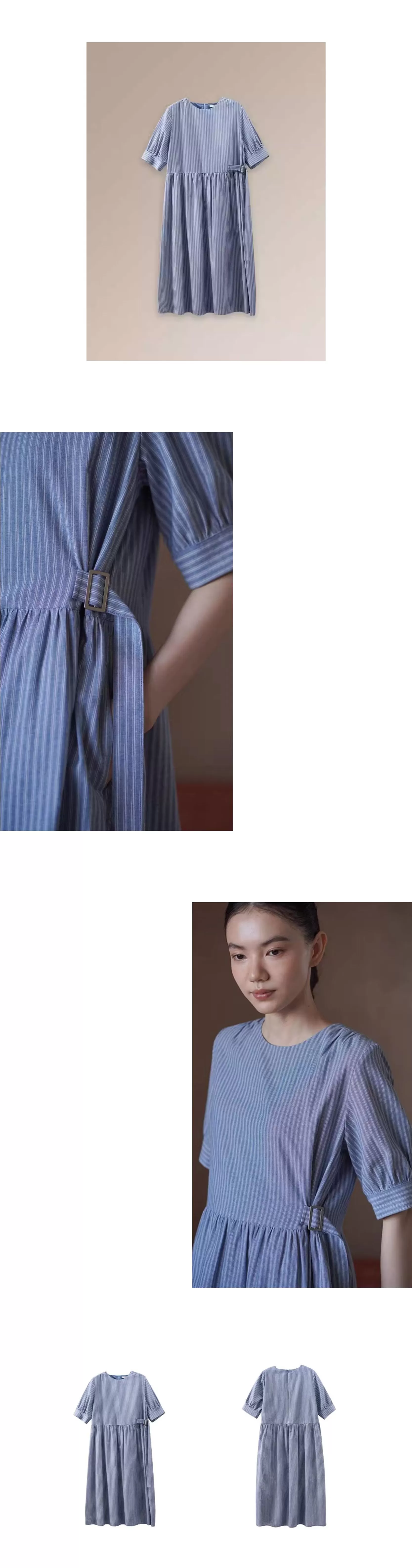 海上環遊記洋裝清新顯瘦豎條紋圓領短袖遮肉長裙,海上環遊記洋裝清新顯瘦豎條紋圓領短袖遮肉長裙,HBFS7023,海上環遊記洋裝清新顯瘦豎條紋圓領短袖遮肉長裙,純棉親膚,簡約慵懶