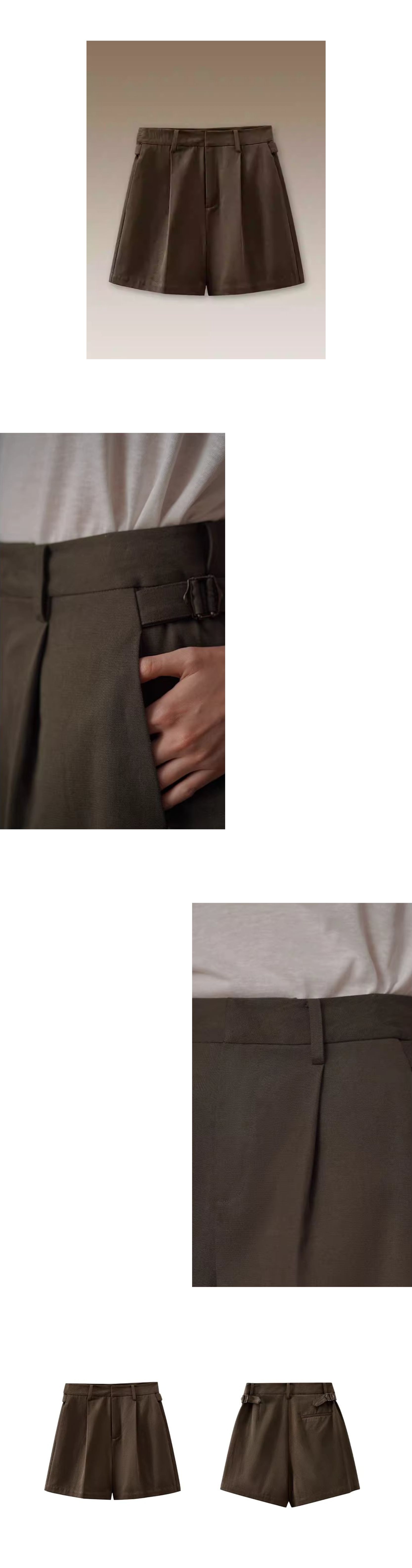 舒適挺括萊賽爾棉混紡高腰顯瘦百搭A字基本款休閒短褲女,舒適挺括萊賽爾棉混紡高腰顯瘦百搭A字基本款休閒短褲女,HBFS3016,舒適挺括萊賽爾棉混紡高腰顯瘦百搭A字基本款休閒短褲女,立體壓褶,腰圍調節