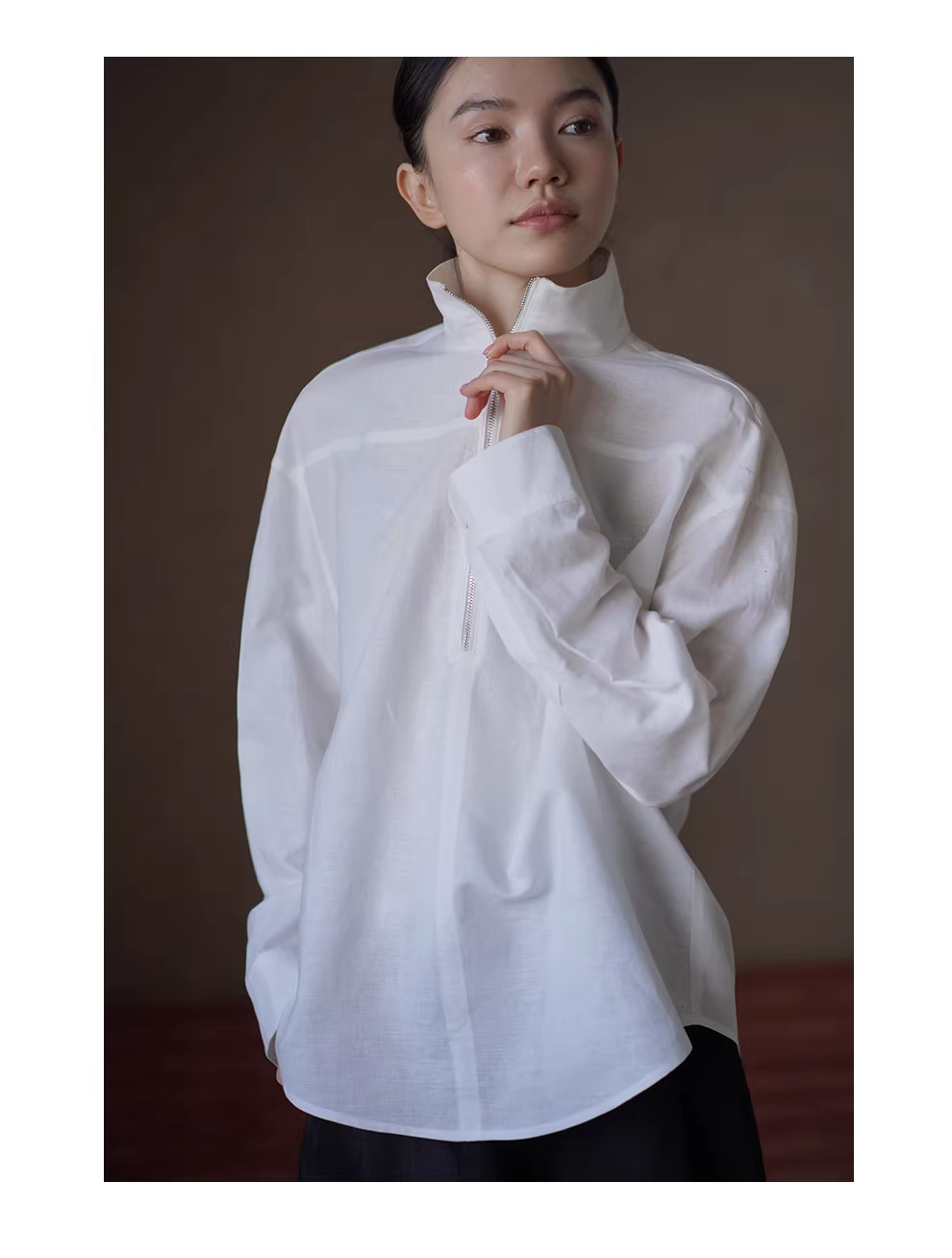 天然呼吸感亞麻棉半開門襟立領寬鬆長袖簡約顯瘦襯衫女,天然呼吸感亞麻棉半開門襟立領寬鬆長袖簡約顯瘦襯衫女,HBFS1075,天然呼吸感亞麻棉半開門襟立領寬鬆長袖簡約顯瘦襯衫女,俐落幹練,半開拉鍊