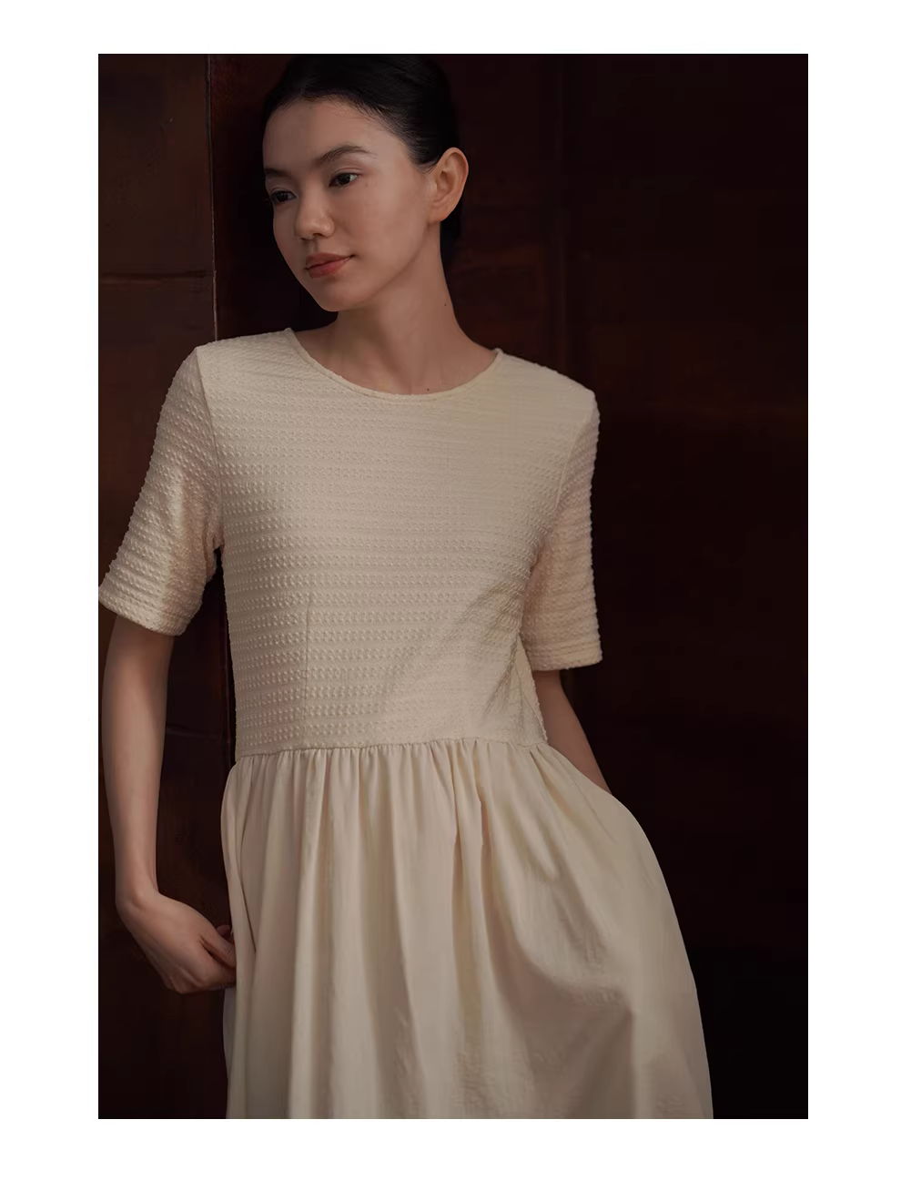 溫柔碰撞立體提花織造拼接棉感蓬蓬裙擺顯瘦洋裝,溫柔碰撞立體提花織造拼接棉感蓬蓬裙擺顯瘦洋裝,HBFS7031,溫柔碰撞立體提花織造拼接棉感蓬蓬裙擺顯瘦洋裝,混紡垂墜,高腰修飾