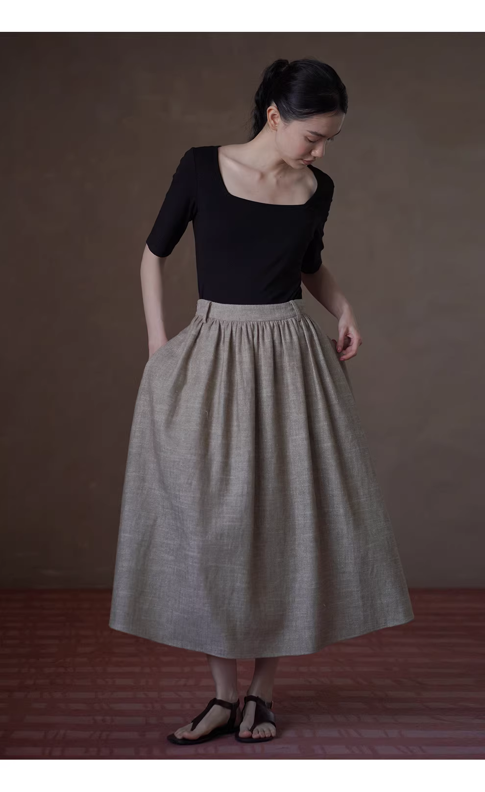 淡人山穿搭亞麻苧麻棉混紡高腰壓褶顯瘦蓬蓬半身裙女,淡人山穿搭亞麻苧麻棉混紡高腰壓褶顯瘦蓬蓬半身裙女,HBFS2017,淡人山穿搭亞麻苧麻棉混紡高腰壓褶顯瘦蓬蓬半身裙女,高腰壓褶,蓬蓬裙擺