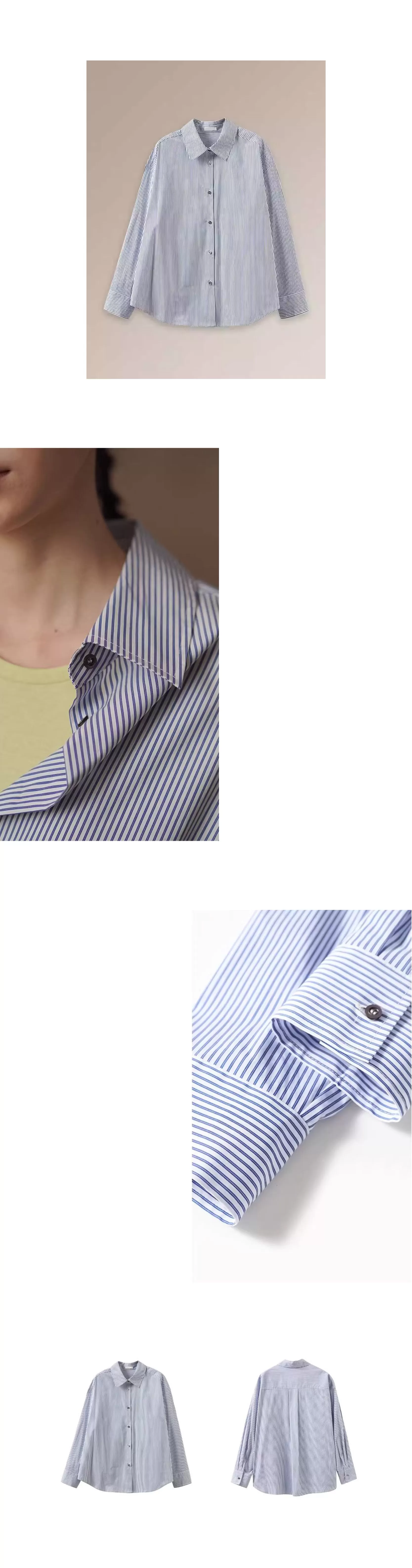 清新法式藍白條紋親膚棉感通勤寬鬆顯瘦疊穿翻領襯衫女,清新法式藍白條紋親膚棉感通勤寬鬆顯瘦疊穿翻領襯衫女,HBFS1093,清新法式藍白條紋親膚棉感通勤寬鬆顯瘦疊穿翻領襯衫女,親敷不易皺,版型俐落