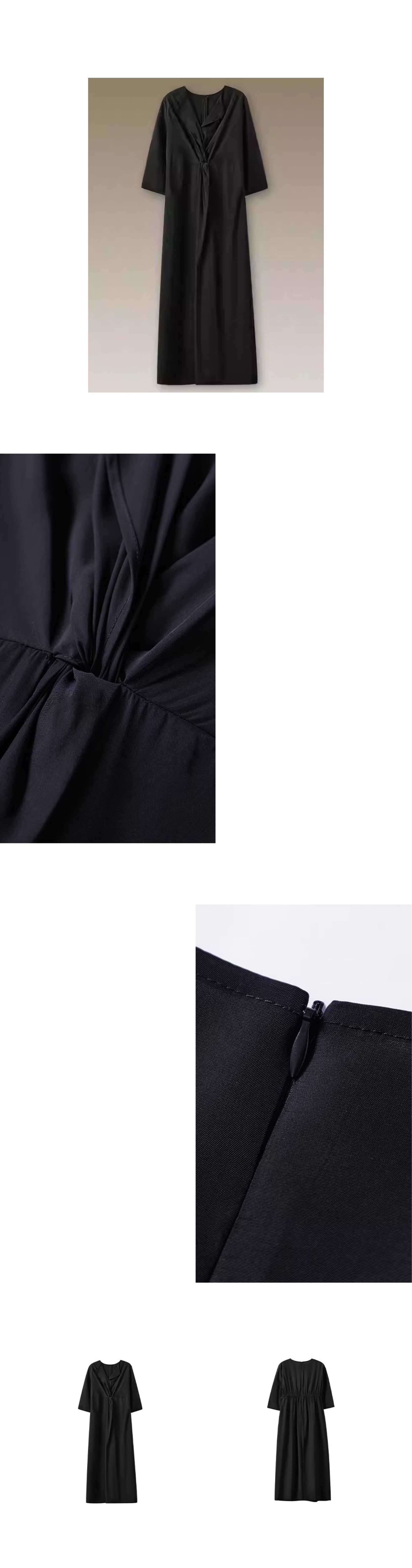 垂軟靈動藝術氛圍顯瘦遮肉扭結收腰V領長通勤洋裝女,垂軟靈動藝術氛圍顯瘦遮肉扭結收腰V領長通勤洋裝女,HBFS7040,垂軟靈動藝術氛圍顯瘦遮肉扭結收腰V領長通勤洋裝女,啞光高級,腰部褶皺