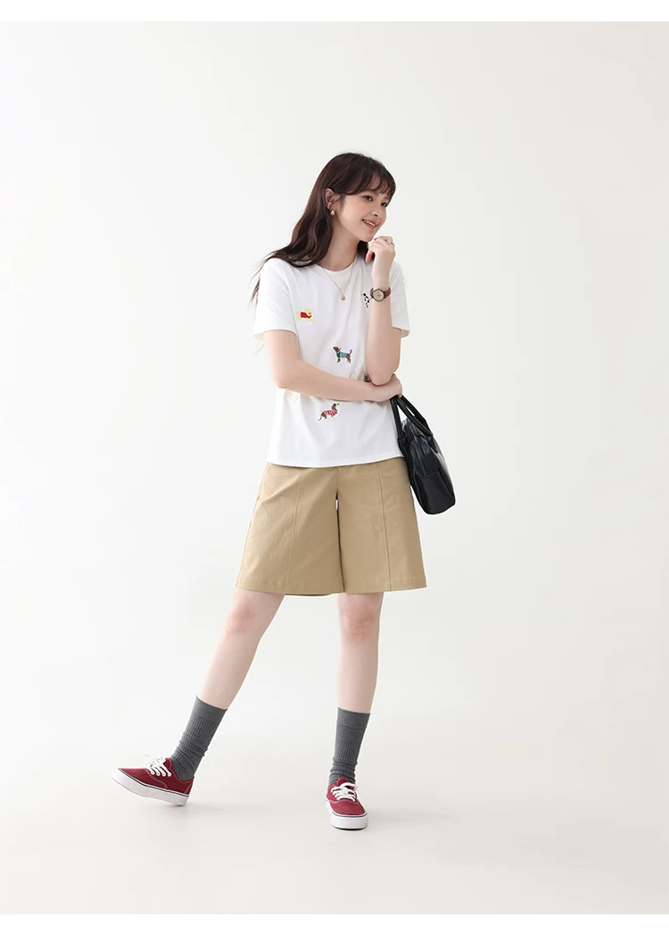 可愛小狗刺繡白色短袖T恤女26夏季新款時尚減齡上衣,可愛小狗刺繡白色短袖T恤女26夏季新款時尚減齡上衣,HBFS1099,可愛小狗刺繡白色短袖T恤女26夏季新款時尚減齡上衣,小狗刺繡,舒適面料