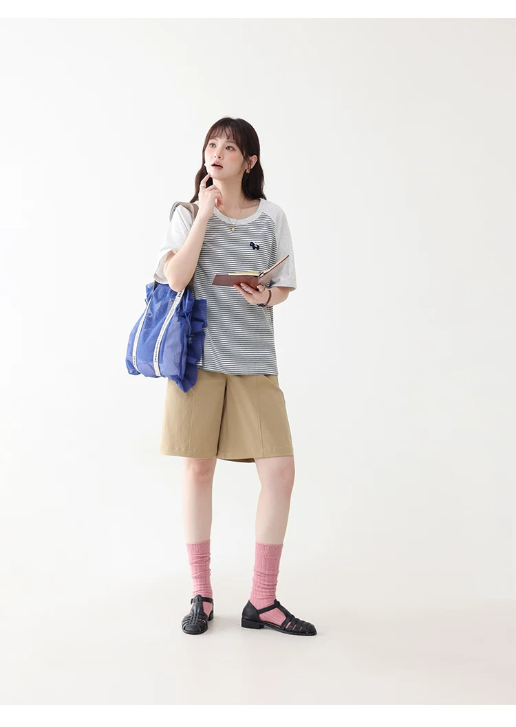 日繫條紋插肩袖小馬T恤女夏季新款寬鬆顯瘦上衣,HBFS1101,日繫條紋插肩袖小馬T恤女夏季新款寬鬆顯瘦上衣,橫紋設計,寬鬆舒適,插肩袖