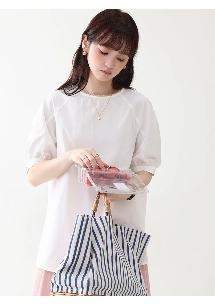 花邊領後排扣純棉襯衫女夏季新款設計感短袖上衣,花邊領後排扣純棉襯衫女夏季新款設計感短袖上衣,HBFS1107,花邊領後排扣純棉襯衫女夏季新款設計感短袖上衣,後背排扣,全棉面料