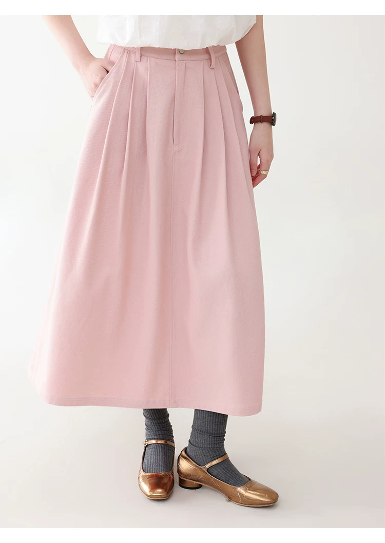 粉紅色中高腰壓褶牛仔半身裙女夏季新款純棉中長裙,粉紅色中高腰壓褶牛仔半身裙女夏季新款純棉中長裙,HBFS2020,粉紅色中高腰壓褶牛仔半身裙女夏季新款純棉中長裙,高腰壓摺,全棉面料