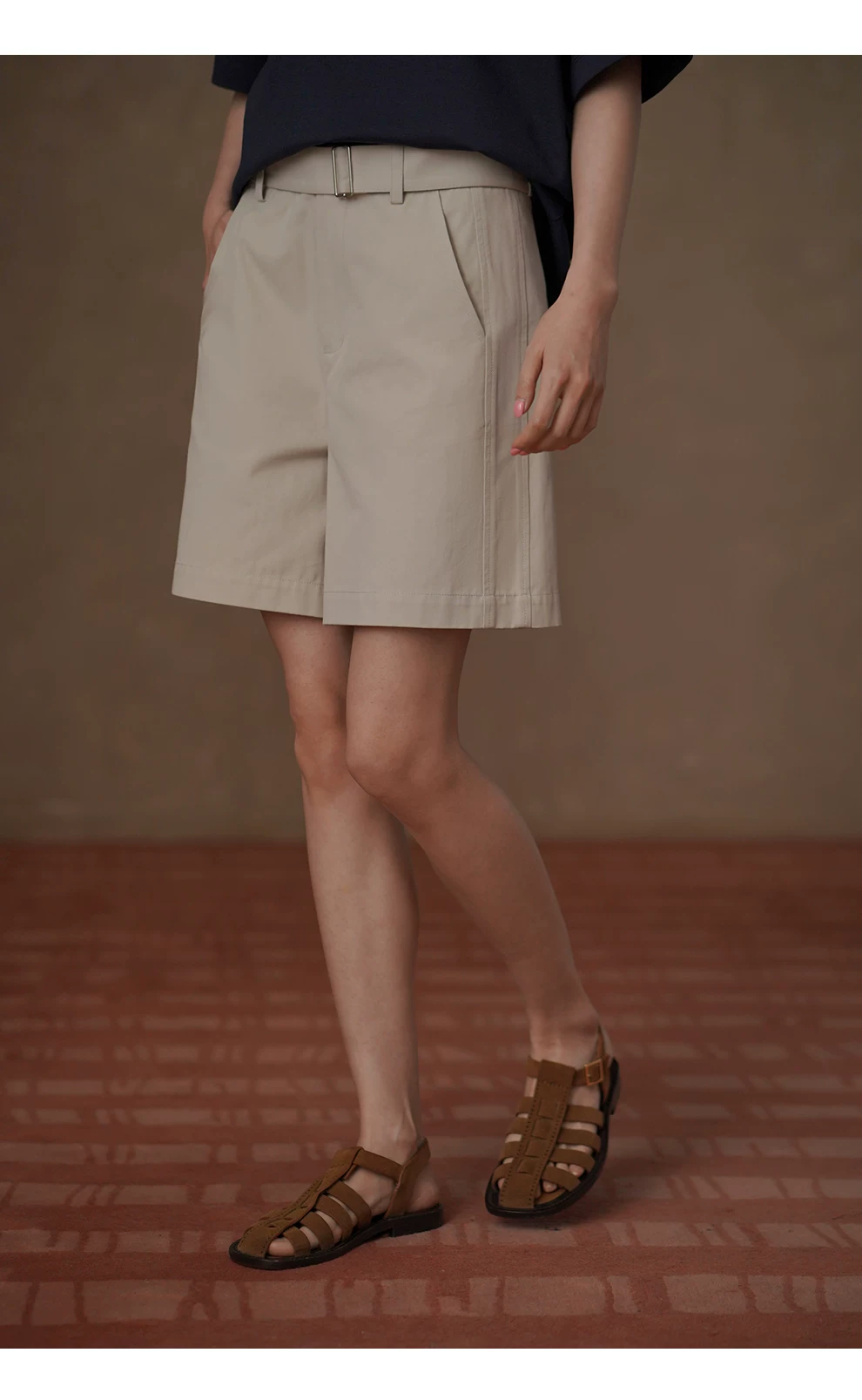 不出錯日常休閒五分褲直筒寬鬆顯瘦可調節腰帶短褲女,不出錯日常休閒五分褲直筒寬鬆顯瘦可調節腰帶短褲女,HBFS3028,不出錯日常休閒五分褲直筒寬鬆顯瘦可調節腰帶短褲女,吸濕排汗,高腰腰帶