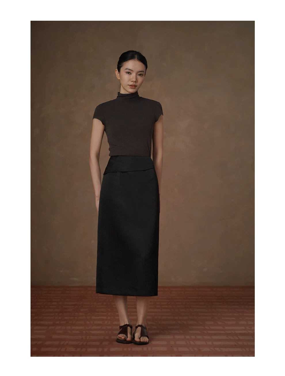 摩登高智優雅半身裙品質緞面寬翻邊高腰顯瘦通勤裙女,摩登高智優雅半身裙品質緞面寬翻邊高腰顯瘦通勤裙女,HBFS2021,摩登高智優雅半身裙品質緞面寬翻邊高腰顯瘦通勤裙女,高腰直筒,翻邊遮肉