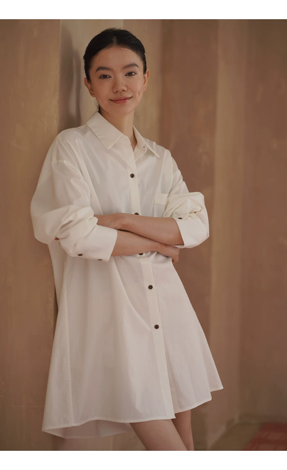 鬆弛高智感基本款簡約寬鬆襯衫裙透氣萊賽爾棉洋裝女,鬆弛高智感基本款簡約寬鬆襯衫裙透氣萊賽爾棉洋裝女,HBFS7054,鬆弛高智感基本款簡約寬鬆襯衫裙透氣萊賽爾棉洋裝女,清爽氣質,A字修身