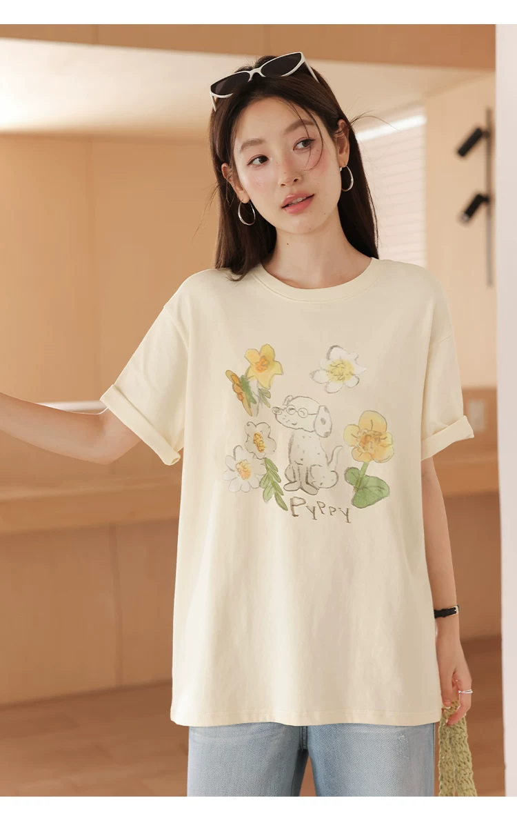 大尺碼胖mm花朵印花短袖T恤女2026新款夏季穿搭寬鬆杏色上衣,大尺碼胖mm花朵印花短袖T恤女2026新款夏季穿搭寬鬆杏色上衣,HBFS1181,大尺碼胖mm花朵印花短袖T恤女2026新款夏季穿搭寬鬆杏色上衣,童趣印花,舒適面料