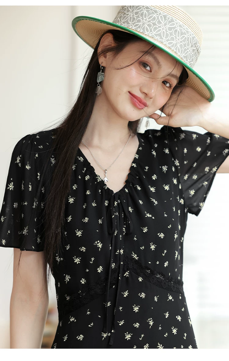 大尺碼V領碎花裙女2026新款短袖雪紡洋裝女夏氣質法式長裙,修身洋裝,大尺碼V領碎花裙女2026新款短袖雪紡洋裝女夏氣質法式長裙,HBFS7102,大尺碼V領碎花裙女2026新款短袖雪紡洋裝女夏氣質法式長裙,中大尺碼