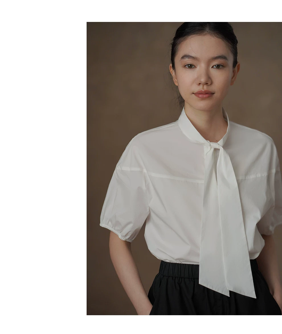 韓女日常繫帶立領襯衫寬鬆顯瘦短袖挺括高支棉通勤上衣,韓女日常繫帶立領襯衫寬鬆顯瘦短袖挺括高支棉通勤上衣,HBFS1209,韓女日常繫帶立領襯衫寬鬆顯瘦短袖挺括高支棉通勤上衣,繫帶立領,寬鬆顯瘦