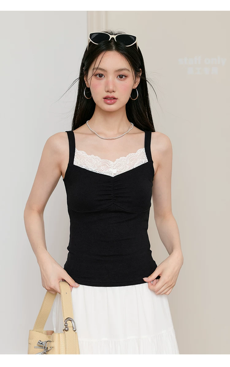 大尺碼黑色吊帶無袖上衣2026新款蕾絲拼接背心女外穿夏季小衫,大尺碼黑色吊帶無袖上衣2026新款蕾絲拼接背心女外穿夏季小衫,HBFS1223,大尺碼黑色吊帶無袖上衣2026新款蕾絲拼接背心女外穿夏季小衫,中大尺碼,蕾絲拼接