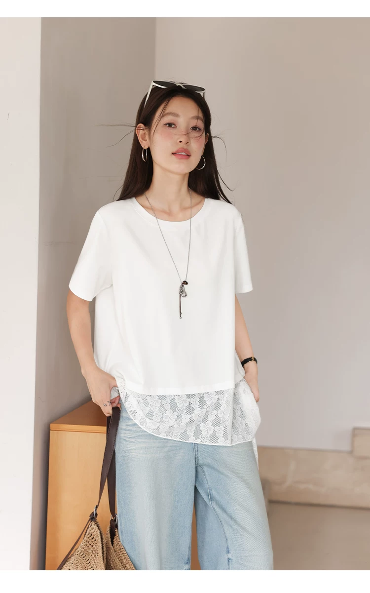大尺碼胖mm寬鬆白色短袖T恤女2026新款夏季蕾絲拼接綁帶上衣,大尺碼胖mm寬鬆白色短袖T恤女2026新款夏季蕾絲拼接綁帶上衣,HBFS1247,大尺碼胖mm寬鬆白色短袖T恤女2026新款夏季蕾絲拼接綁帶上衣,中大尺碼,蕾絲拼接