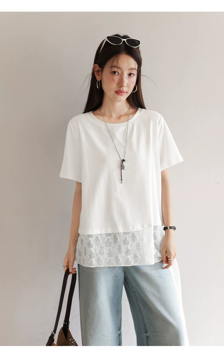 大尺碼胖mm寬鬆白色短袖T恤女2026新款夏季蕾絲拼接綁帶上衣,大尺碼胖mm寬鬆白色短袖T恤女2026新款夏季蕾絲拼接綁帶上衣,HBFS1247,大尺碼胖mm寬鬆白色短袖T恤女2026新款夏季蕾絲拼接綁帶上衣,中大尺碼,蕾絲拼接