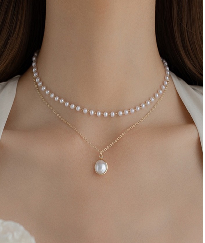 輕奢法式小眾珍珠項鍊高級感鎖骨鏈氣質名媛復古頸鍊
