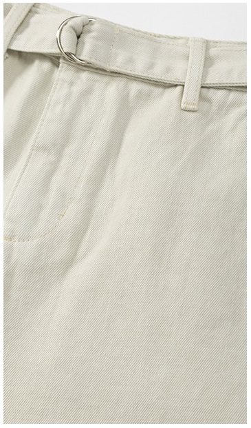 椰蓉奶白斜紋挺括感寬鬆直筒高腰休閒遮跨長褲