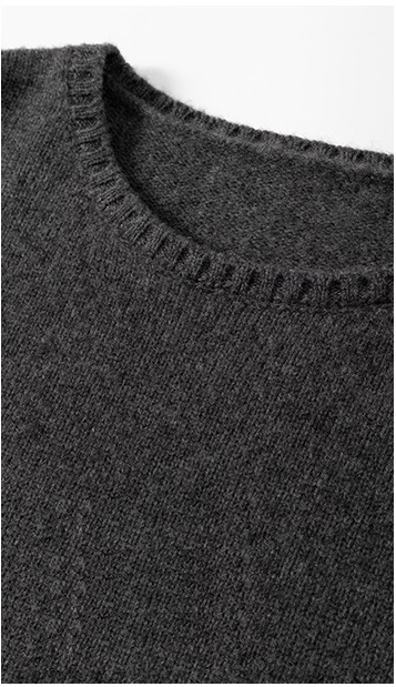 科林頓學院灰定製100%羊毛細軟密織寬鬆顯瘦圓領紐扣毛衣