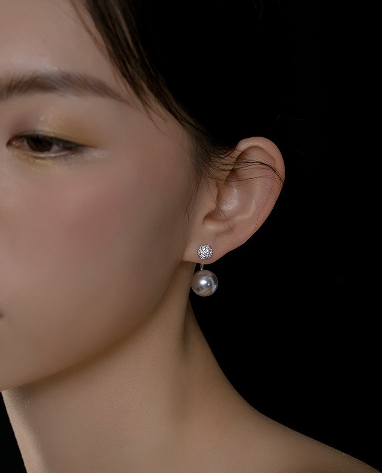 新年紅珍珠耳環耳墜女小眾C型設計高級感鋯石輕奢氣質耳環