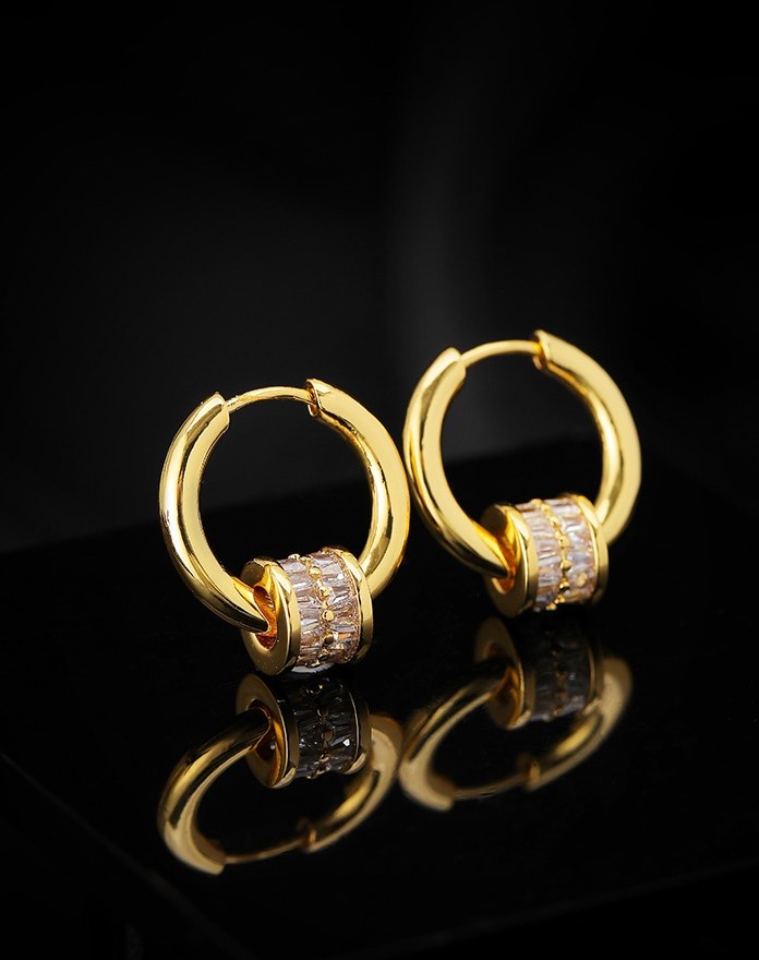 小眾鋯石輕奢設計k金色歐式大氣百搭耳飾