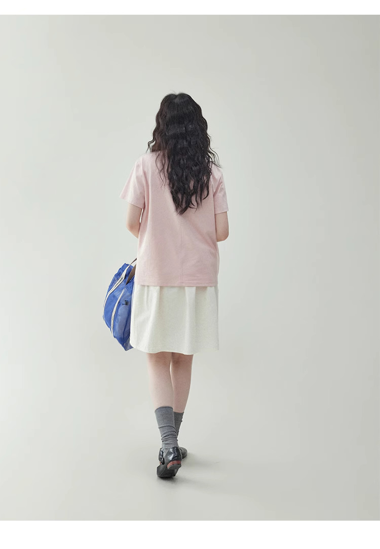 韓系鬆緊高腰綁帶純棉a字半身裙女夏季新款純色短裙