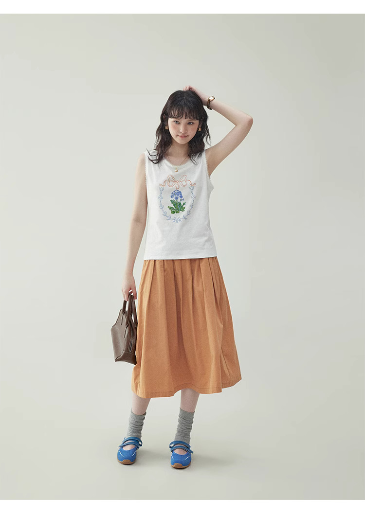 韓系花朵印花背心T恤女25夏季新款蕾絲無袖上衣