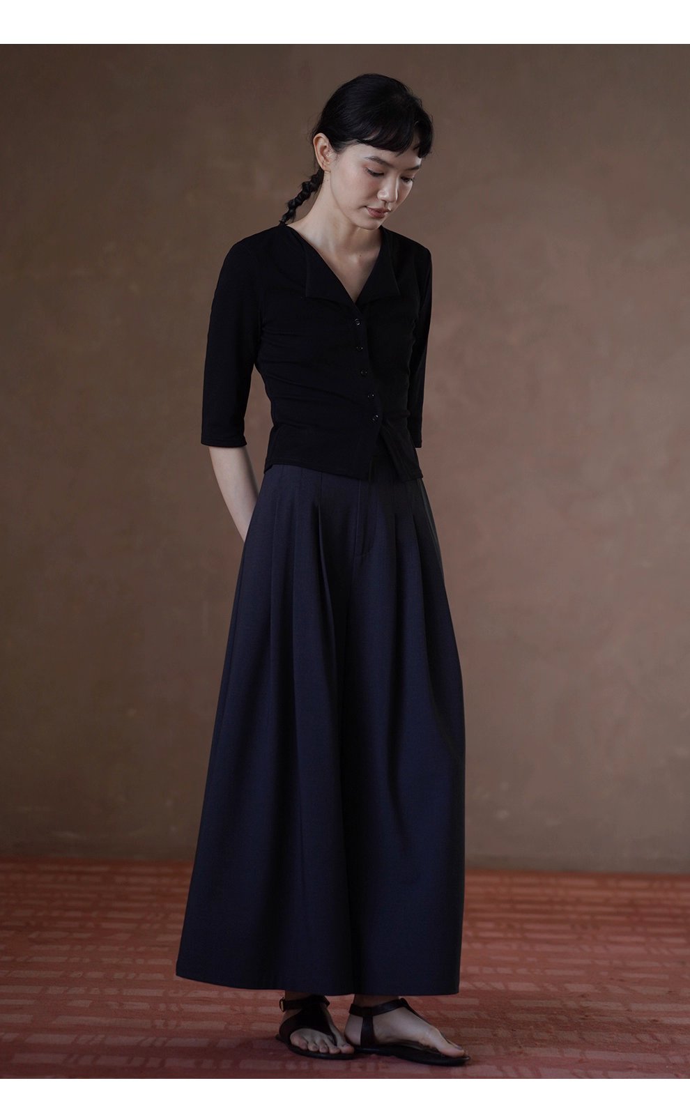 無痛顯瘦神褲綿羊毛萊賽爾混紡爽垂A字闊腿遮肉通勤長褲