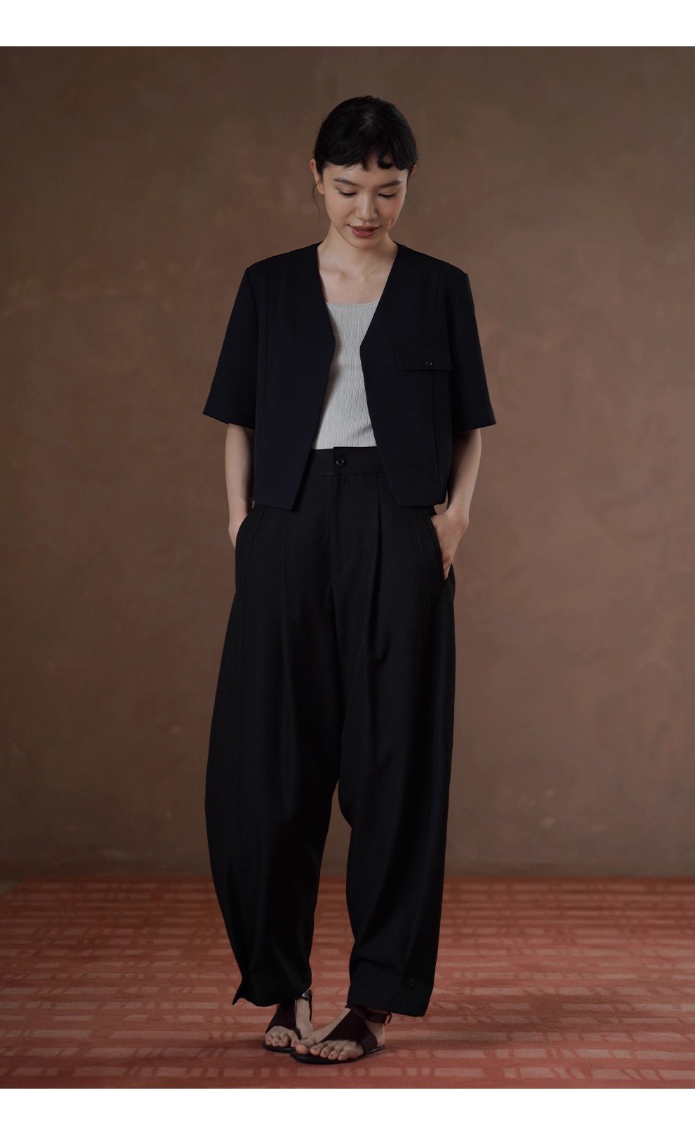 晨會通勤西裝褲垂順顯瘦可調腳口設計通勤闊腿長褲女