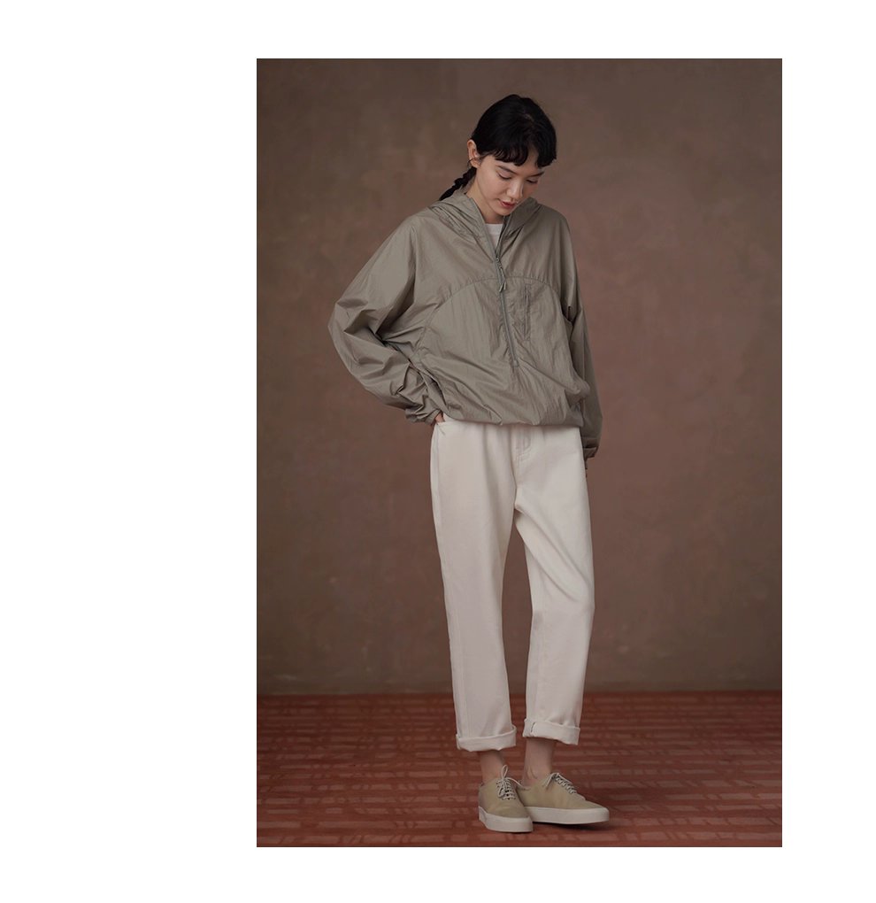 輕薄海苔工裝輕戶外上衣透氣寬鬆顯瘦拉鍊連帽沖風衣女