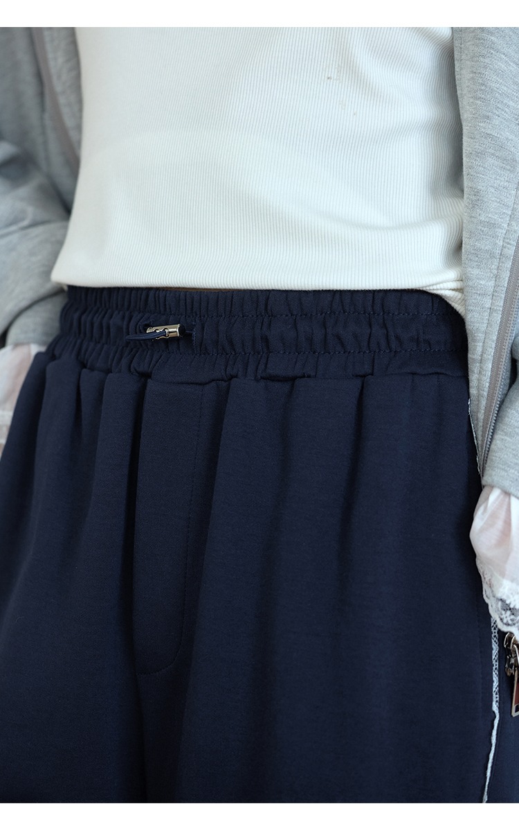 鬆緊腰直筒寬褲新款運動休閒衛褲大尺碼女胖mm秋季褲子