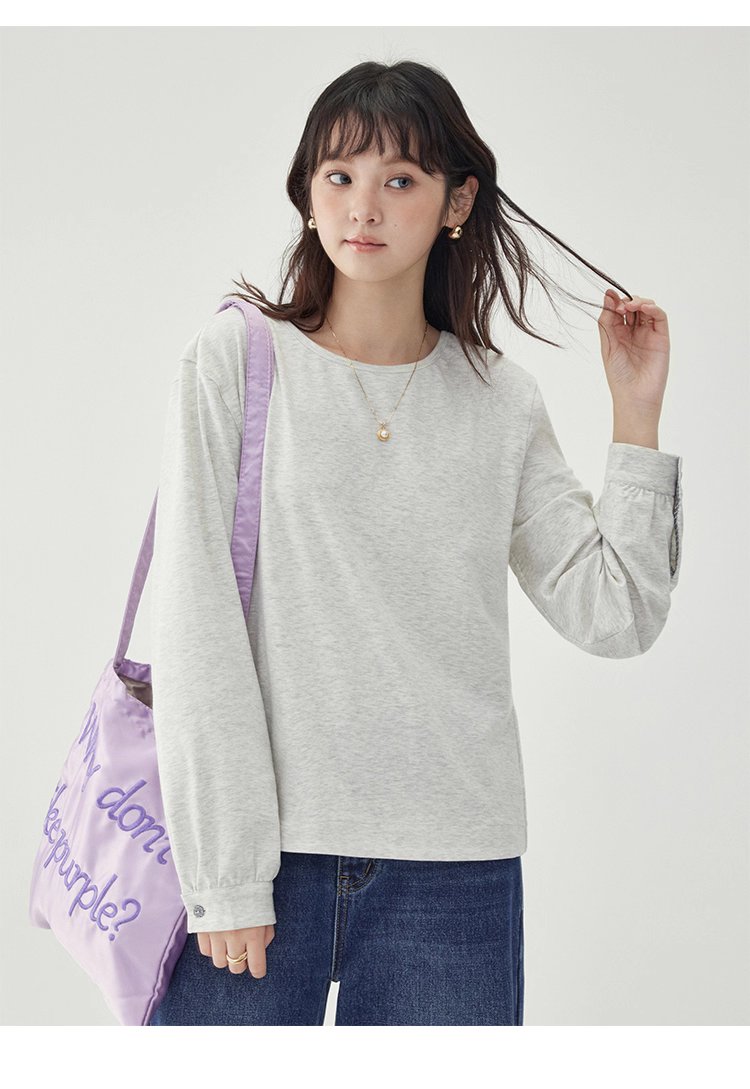 後排扣繫帶圓領衛衣T恤女秋季新款寬鬆長袖上衣