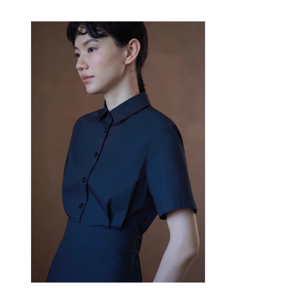 完美日常簡約通勤收腰大裙擺顯瘦遮肉梨形襯衫洋裝女