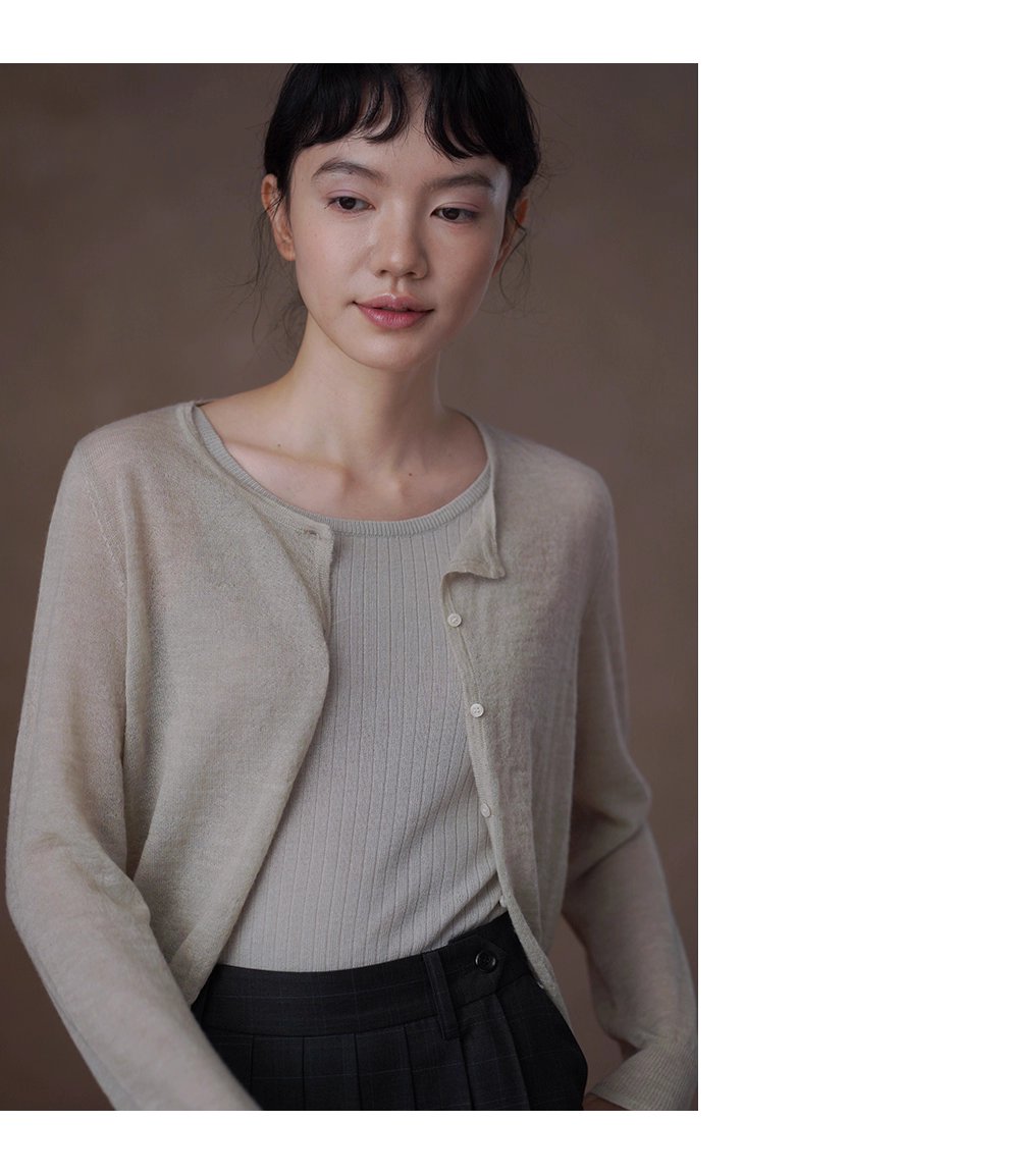 輕柔糯感薄款羊駝綿羊毛混紡蓬鬆朦朧正肩顯瘦針織外套