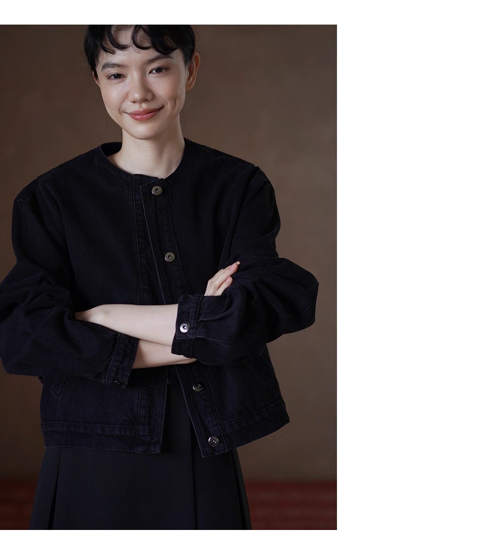 龐克牛仔做舊復古水洗寬鬆輪廓短款圓領顯瘦小個子外套