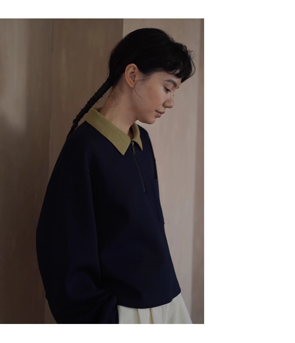 正統學院風撞色Polo領衛衣空氣層針織布料寬鬆顯瘦上衣