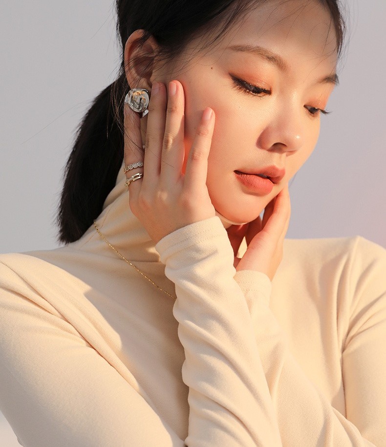 德絨堆堆領打底衫女內搭秋冬季保暖貼身高級感上衣