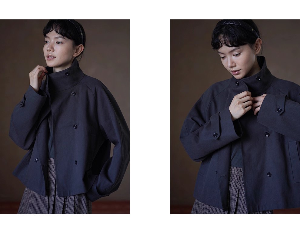 波士頓橋風衣挺括萊賽爾棉氣質立領剪裁寬鬆顯瘦外套女